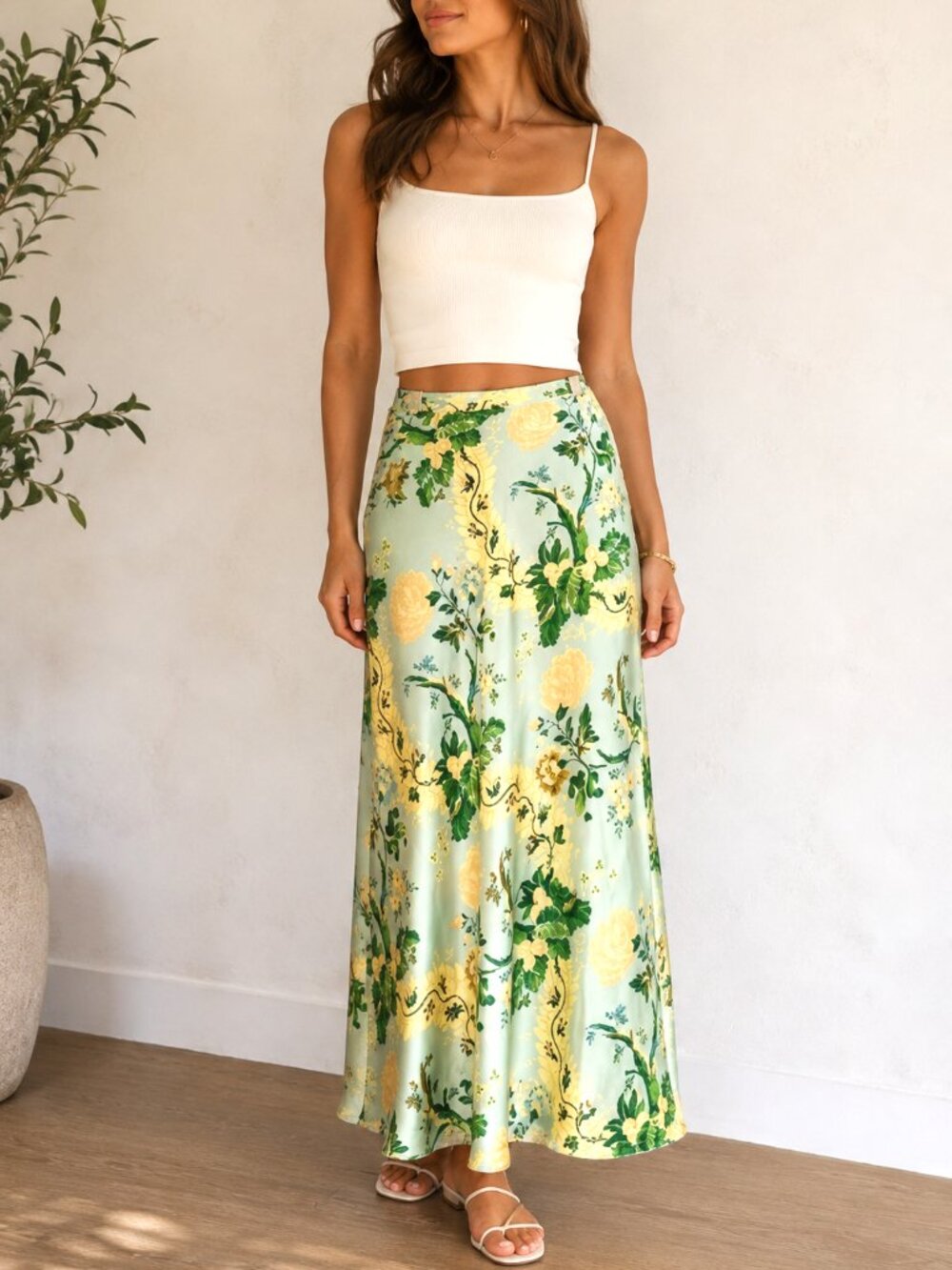 JS Collections Silk jacquard Floral Maxi Skirt